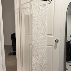 Zara White Textured Maxi Dress Bridal